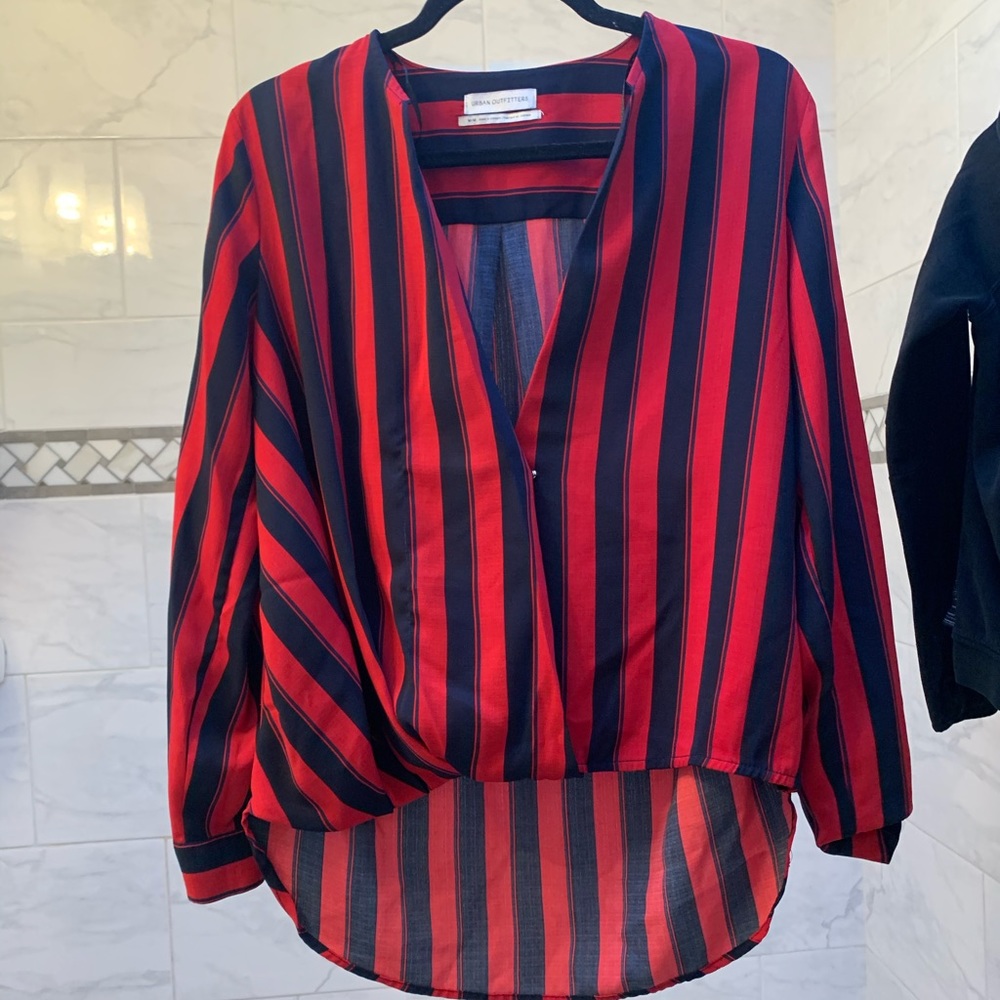 Black and navy blue striped shirt